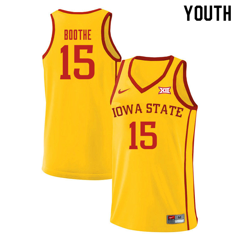 Youth #15 Carter Boothe Iowa State Cyclones College Basketball Jerseys Sale-Yellow